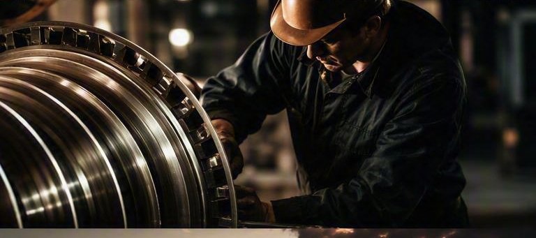Técnico trabajando sobre maquinaria pesada